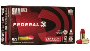 Federal Premium Centerfire Handgun Ammunition 9mm Luger 150 grain Syntech Total Synthetic Jacket 500 rounds